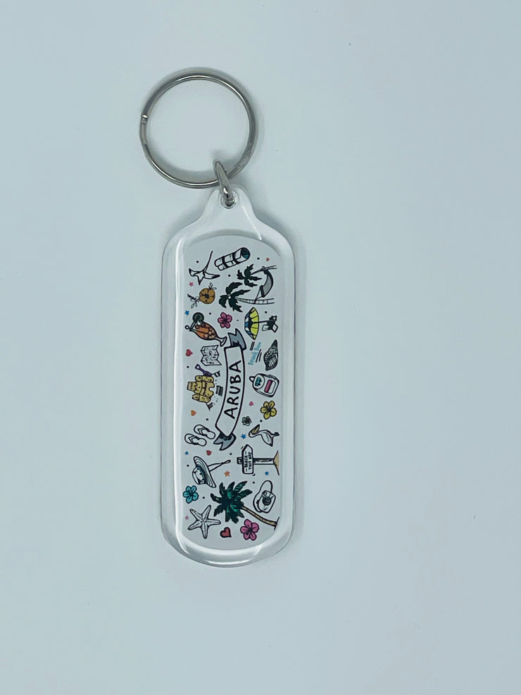 KEYCHAIN ACRYLIC VERTICAL CAMPR DOODLE AUA