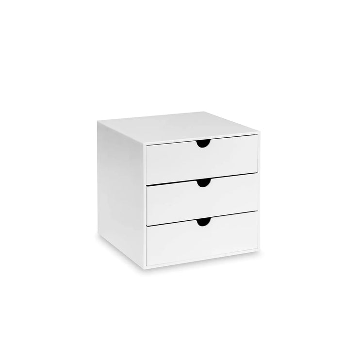 WHITE 3 DRAWER CUBE